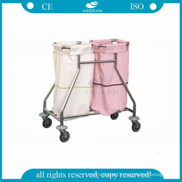 AG-SS019 Avec deux sac de toilette patient chambre linge de nettoyage hôpital crash chariot
